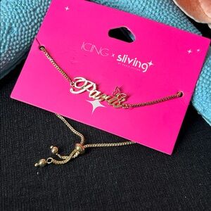 🖤HTF🔺ICING x Sliving by Paris Hilton Gold PARIS Charm Bracelet